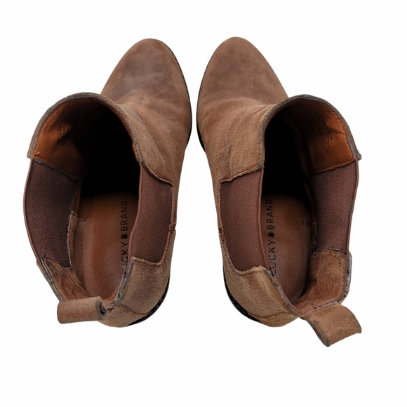 Lucky Brand Brown "Pallet" wedge ankle booties 9.5M - Picture 6 of 10